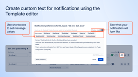 Create custom text for notifications using the template editor