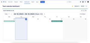 The gadget view from a dashboard. Use a gadget called "Event Calendar" - which can be configured to include a specific date, display type and a calendar