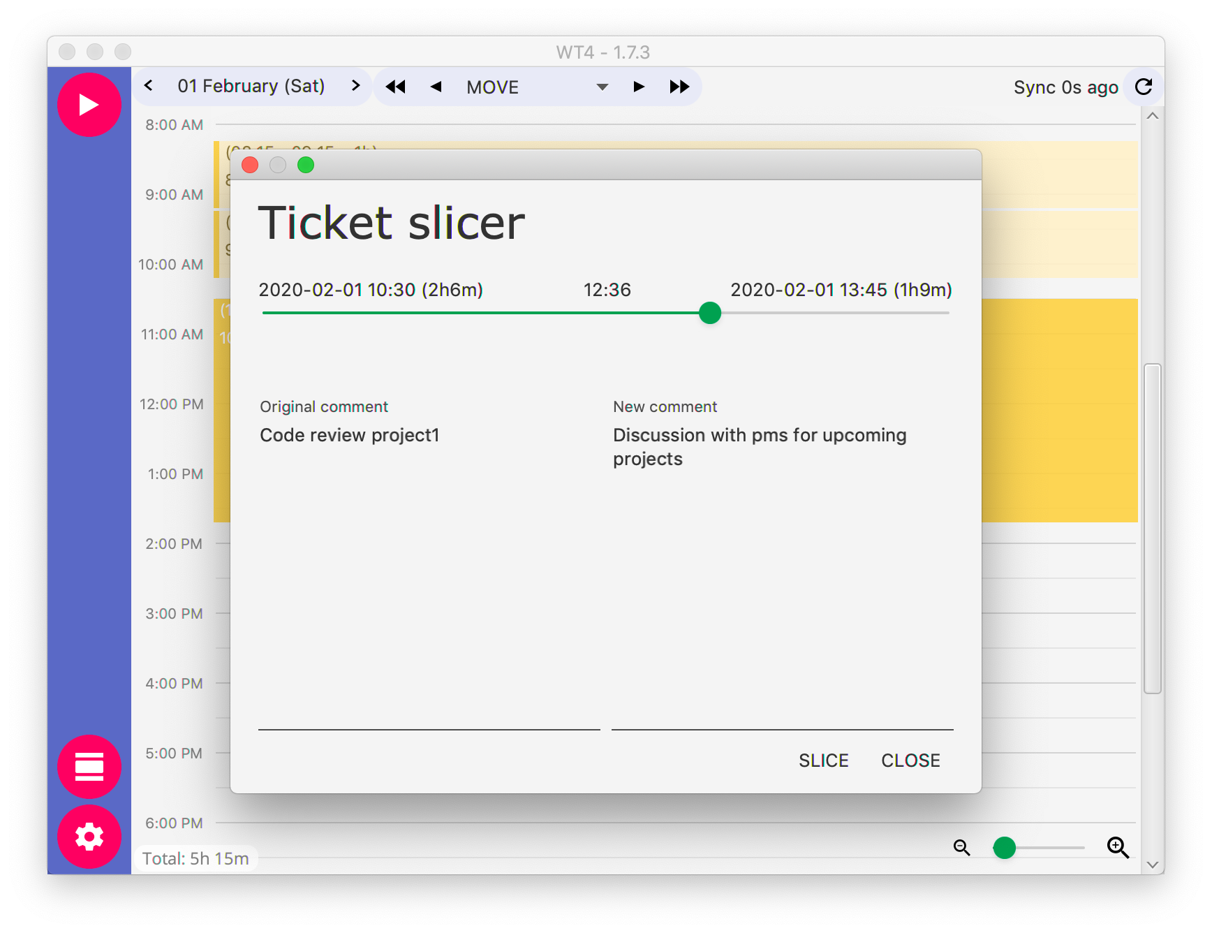 Splitting worklog into multiple ones by the time gap