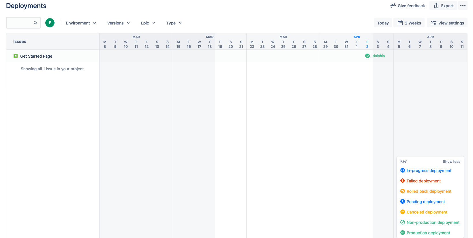 View deployment status in the Deployment feature
