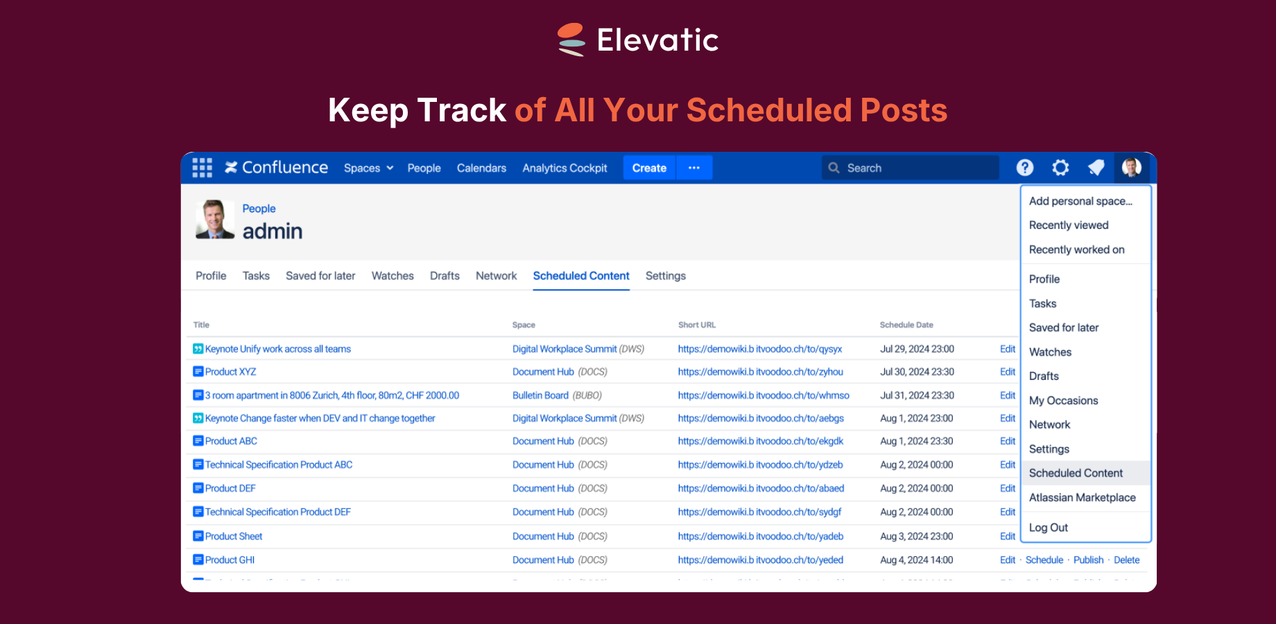 You can always update or remove scheduled posts or publish them immediately.