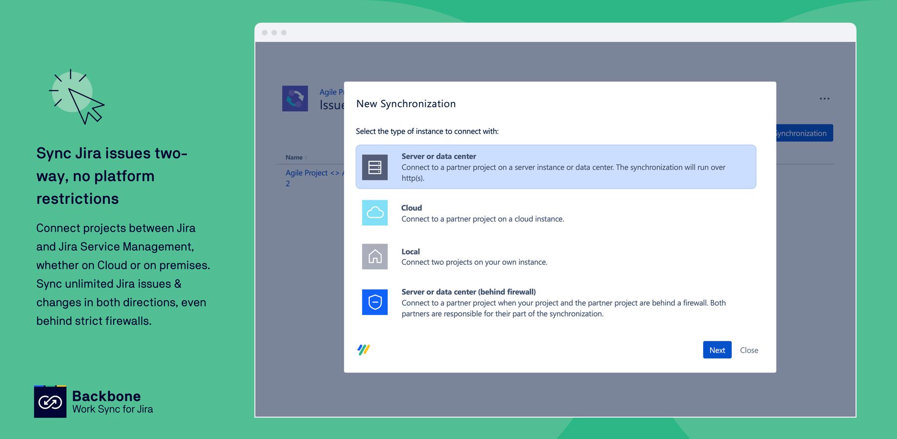 Synchronize any project on Jira Cloud, Server or Data Center