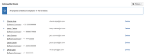 Contacts Book: A place that you can view all projects contatcs.