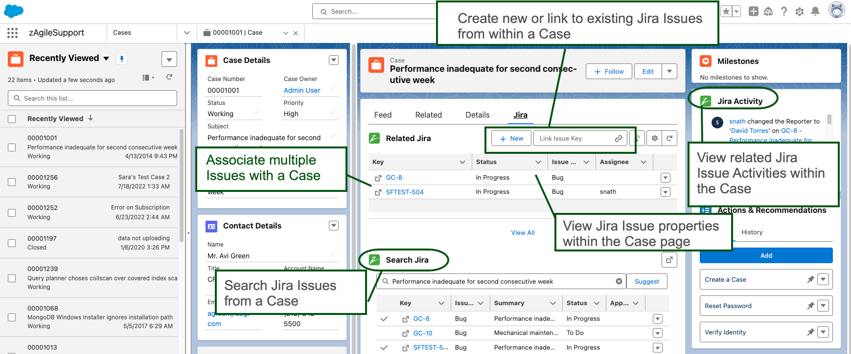 Jira issue creation, linking and tracking from Salesforce