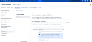 EWORK Connection page to specify EWORK Customer API Token and EPAM Project code, which will be charged with the cost after completion of EWORK projects