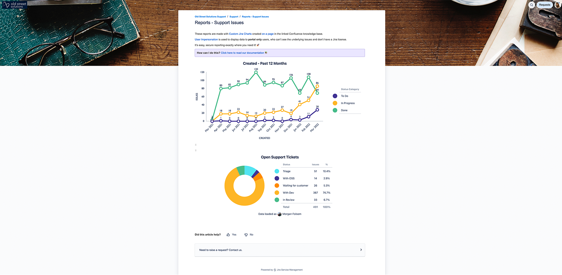 Customer Portal Reports straight from JSM projects