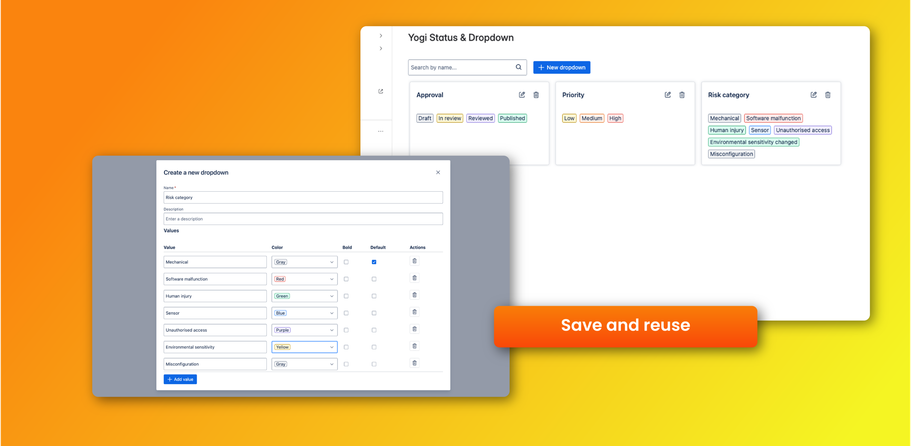 Choose from existing dropdowns to keep consistent content.