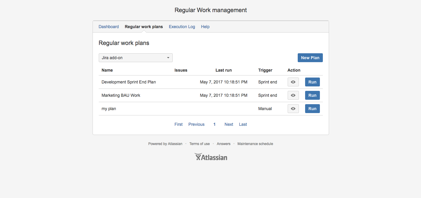 Easily list and run your project plans for recurring work