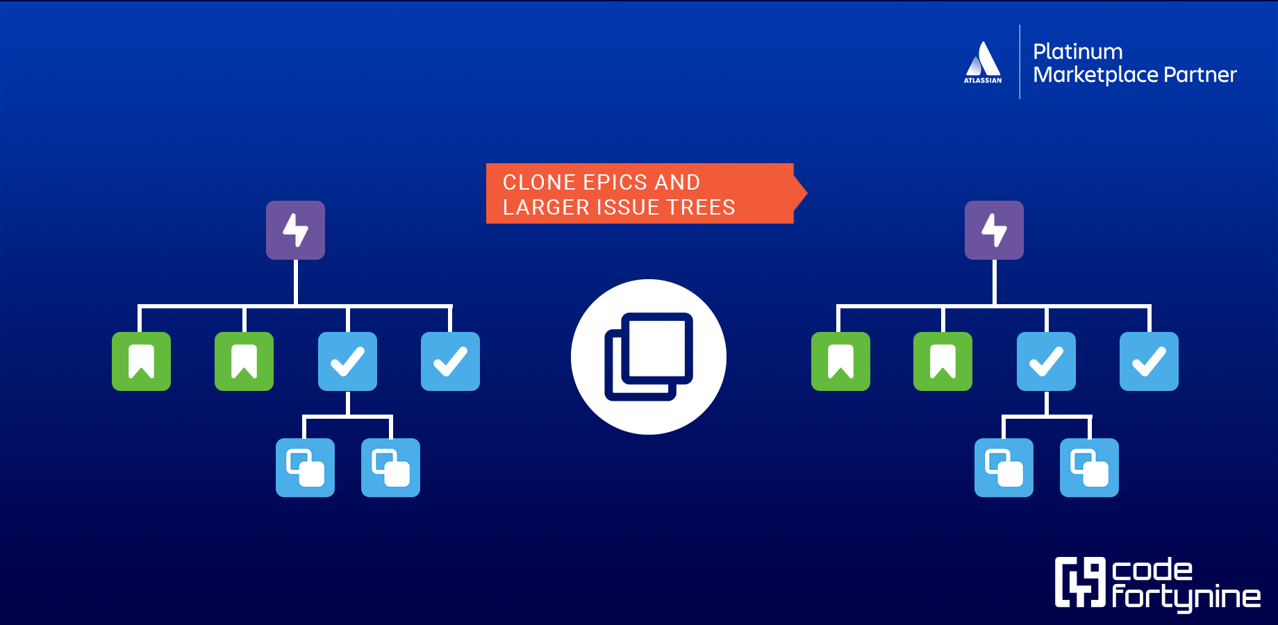 ➕ Duplicate recurring template Epics plus their child issues and keep their hierarchy. 
🏙️ Easily clone Initiatives and larger issue trees. 
📃 Create templates and copy them to other projects, sprints and boards.