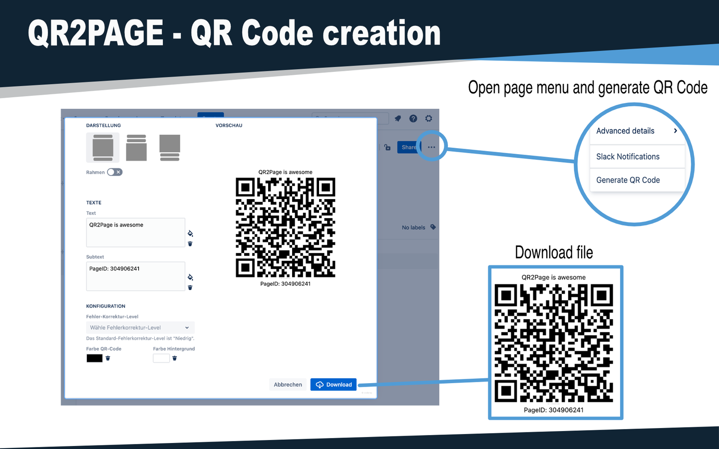 Create a QR code that links to a confluence page