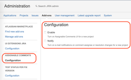Assignable Comments feature could be configured to enable automatically in each newly created JIRA Project.