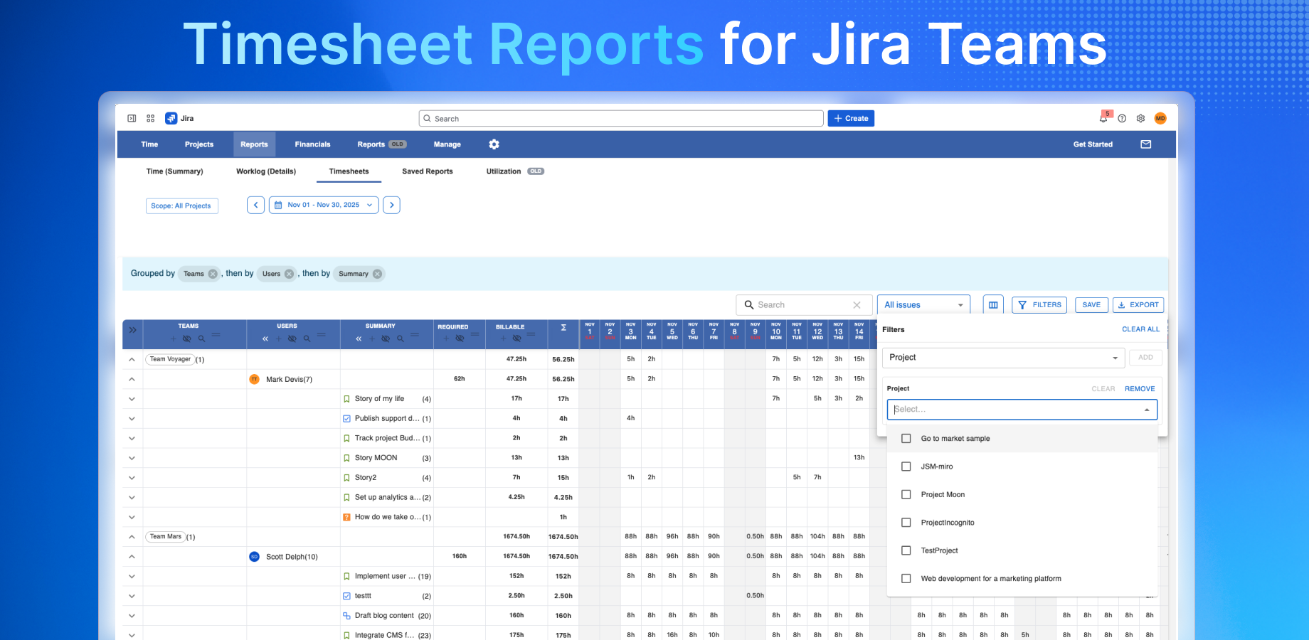 Timesheets & Jira Time Tracking