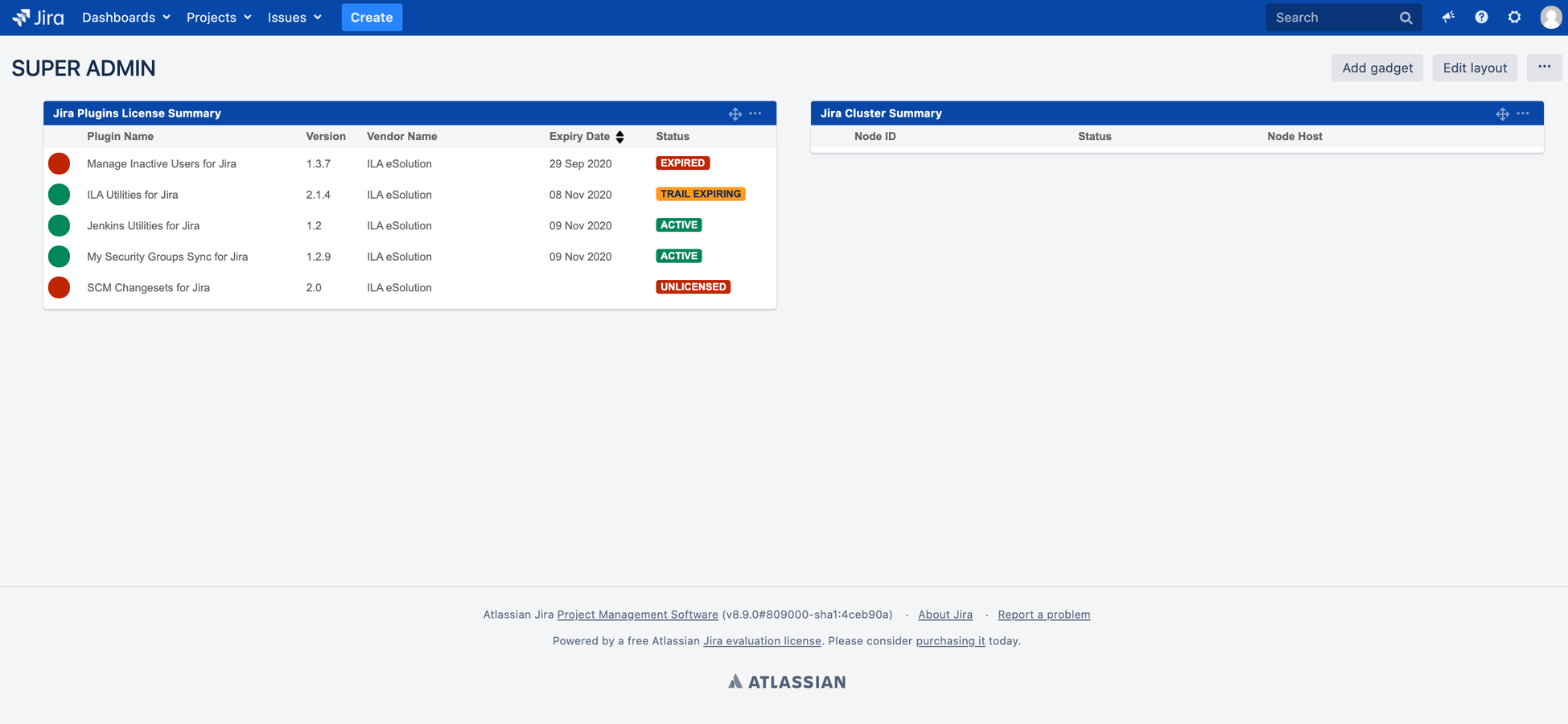 Jira Plugins License Alerts and Summary