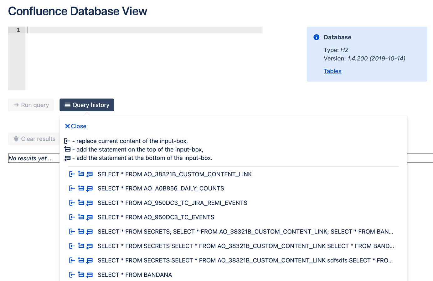 Query history