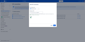 Connect your Bitbucket workspace to your Jira site.

The VCS connection establishes a secure link between Jira and your Version Control System, requiring only a one-time setup.
