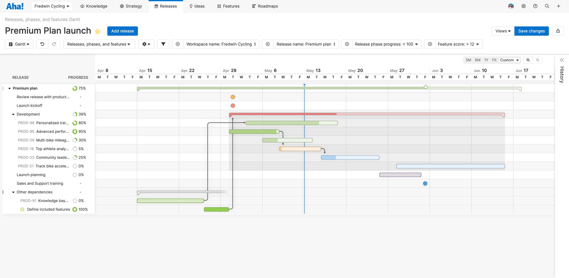 Build a beautiful roadmap in seconds. Choose from a library of templates or create your own. Need to tailor the view for specific audiences? Customize the details to convey only the most pertinent information.