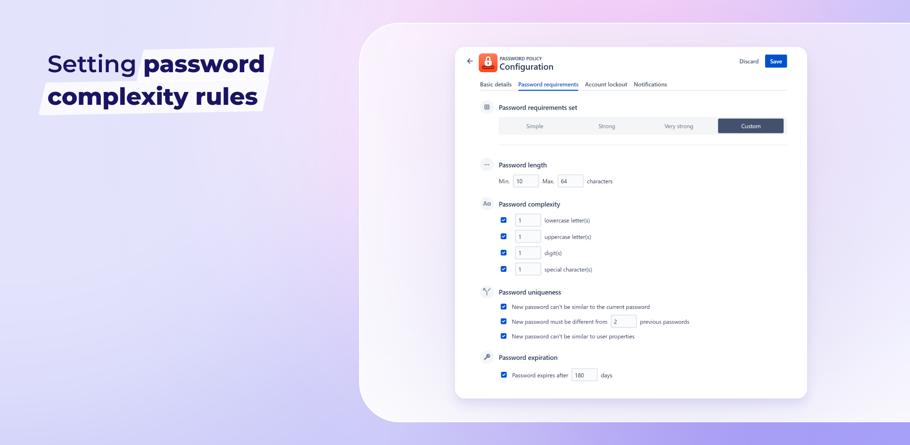 Setting password complexity rules in Enterprise Password Policy