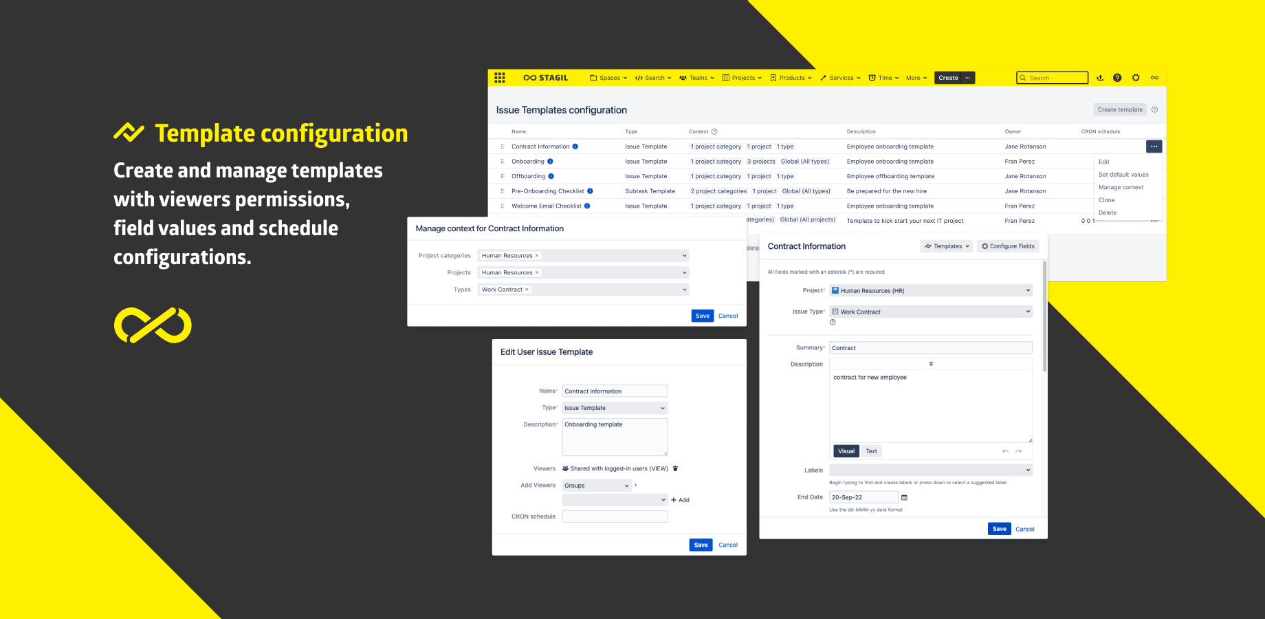 Share, schedule and manage templates