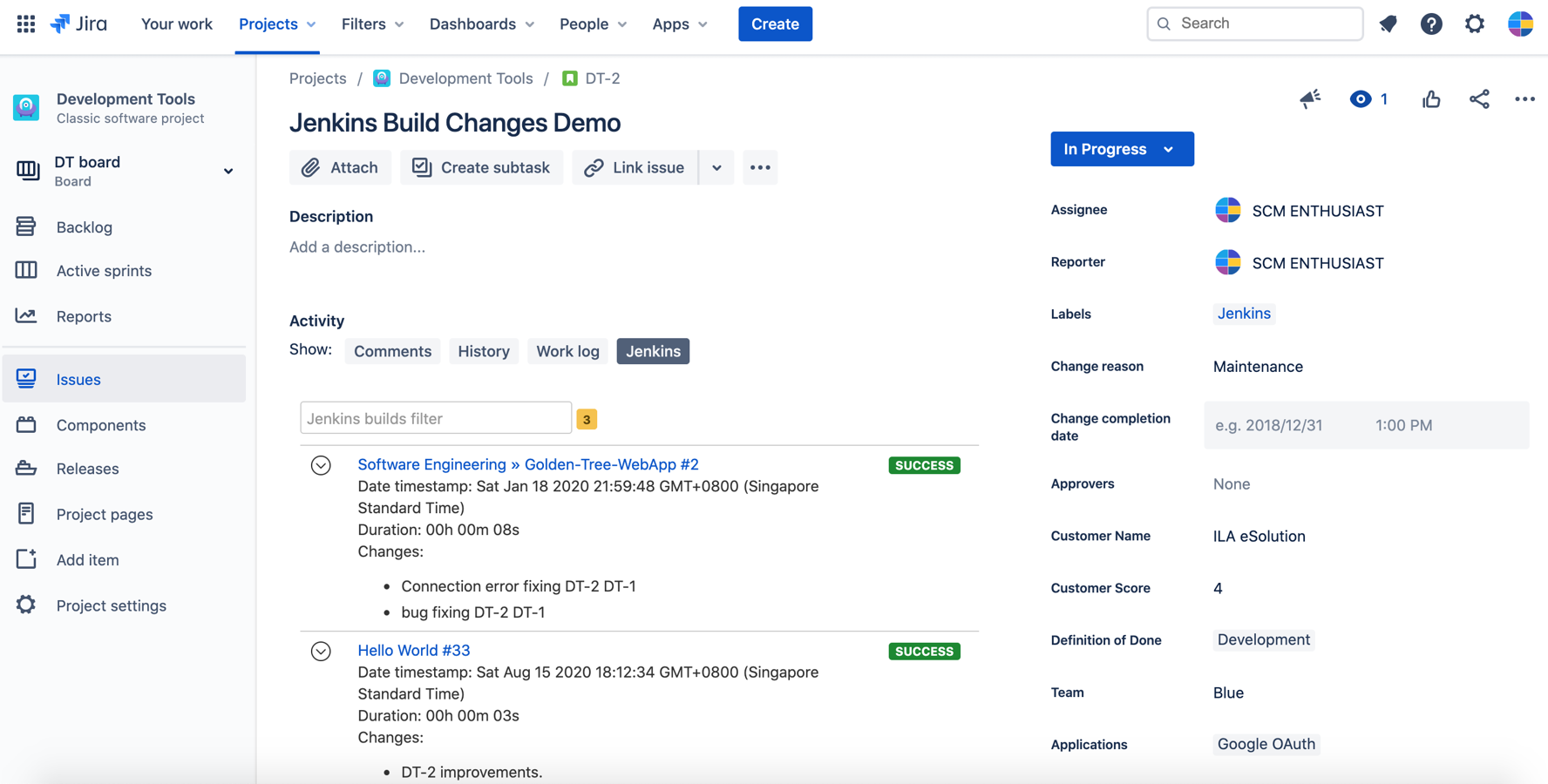 Jenkins builds changes