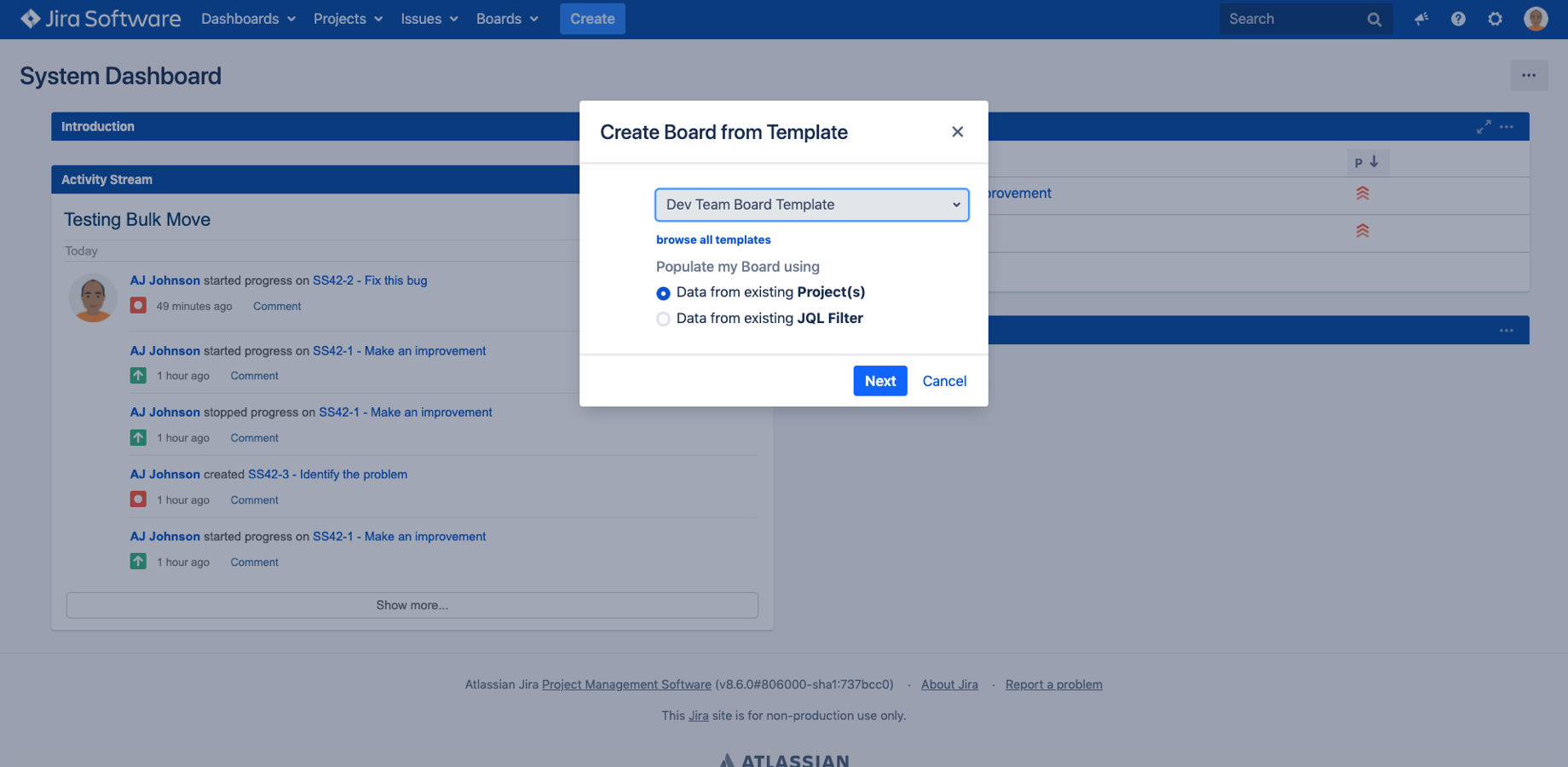 Create agile boards quickly and easily