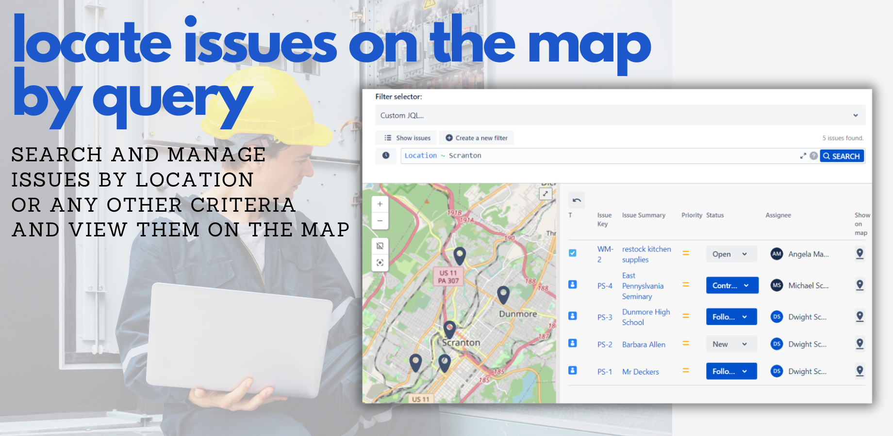 Search for issue locations.