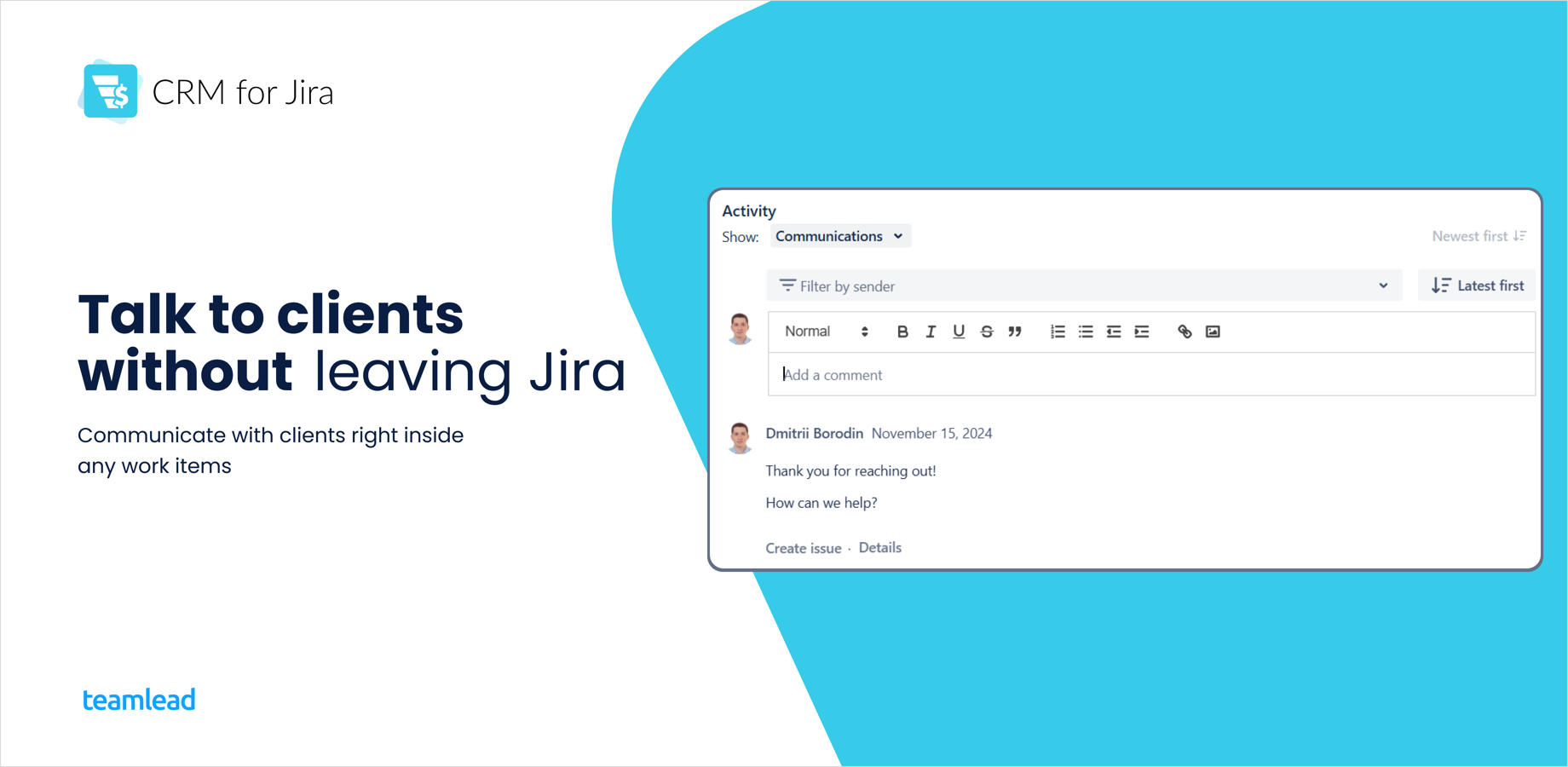 Jira email integration, CRM Jira, customer communication Jira, deal history