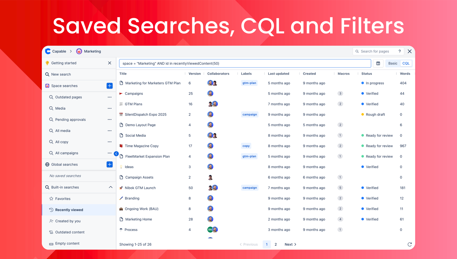 Customize columns, views, and search settings to fit your team’s needs,