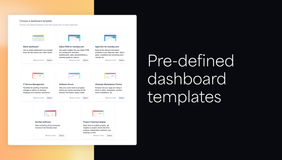 Start right away with pre-defined Jira dashboard templates for Agile, IT Support Management, DevOps, Project Tracking, monday.com Sales CRM, and monday.com Dev. Templates can be complemented by adding gadgets freely.