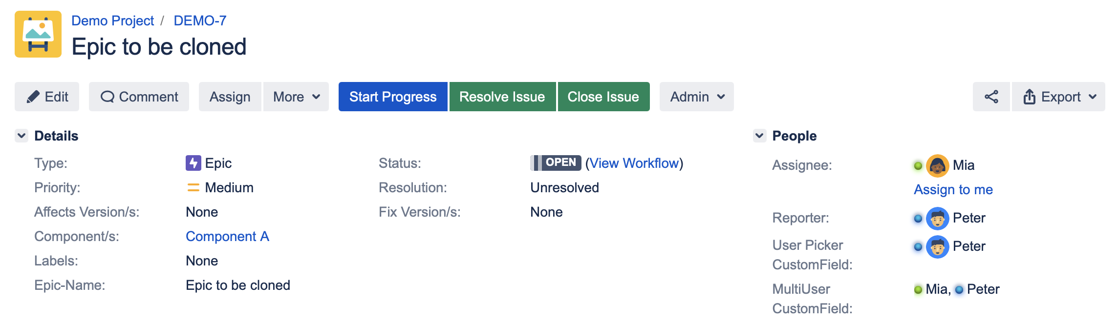 For users in all user fields current availability is displayed in issue view.