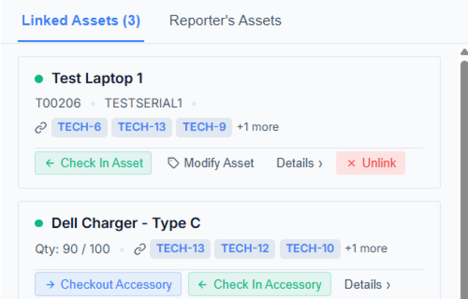 View linked assets.