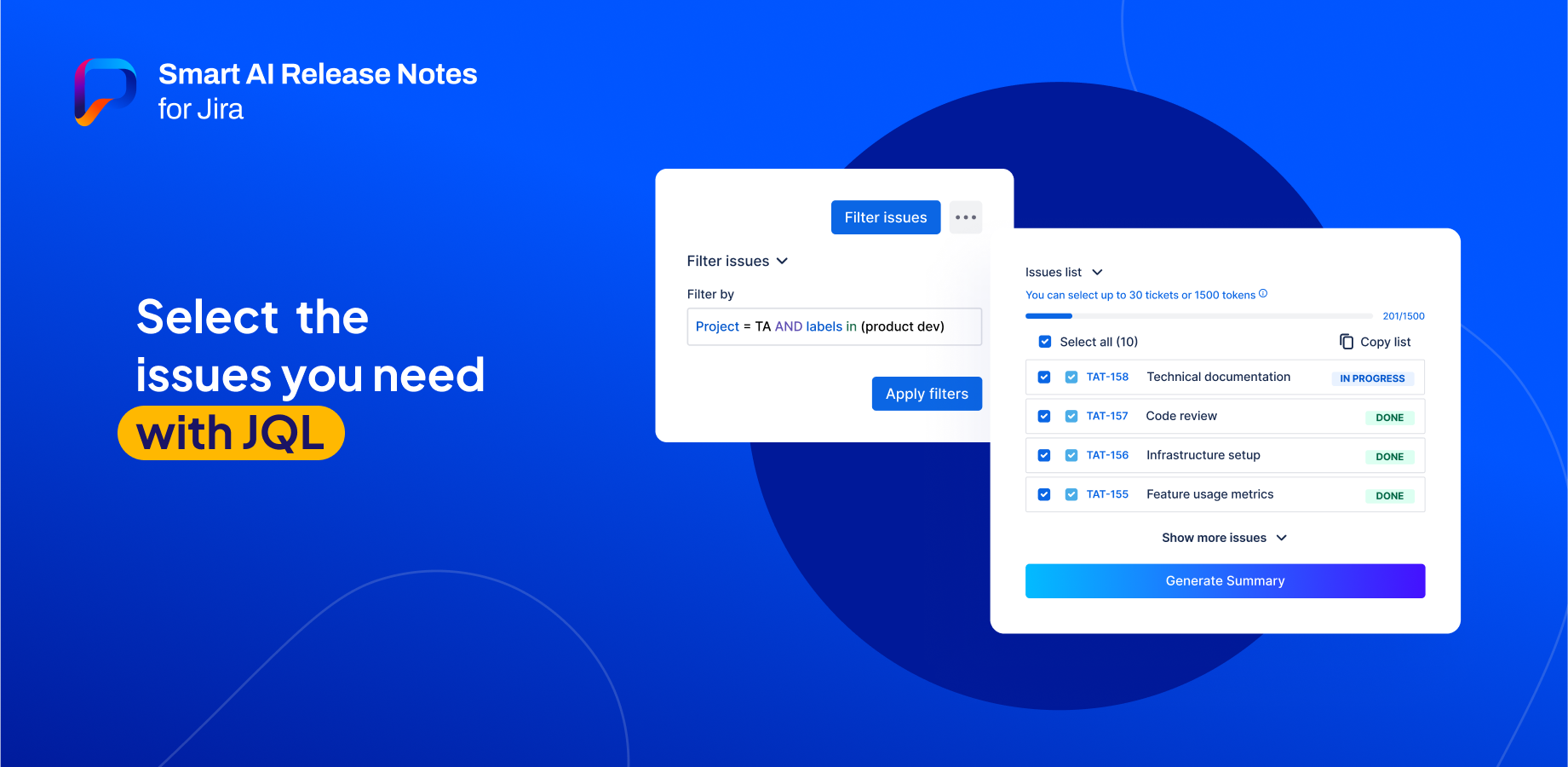 Select any work (issue) type and feed the AI