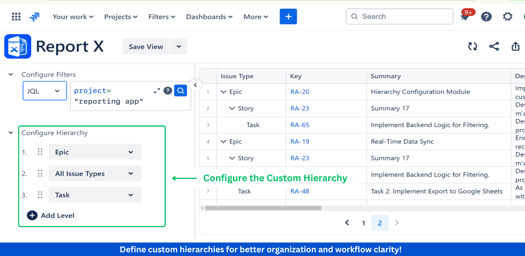 Filters Selection / JQL Editors
