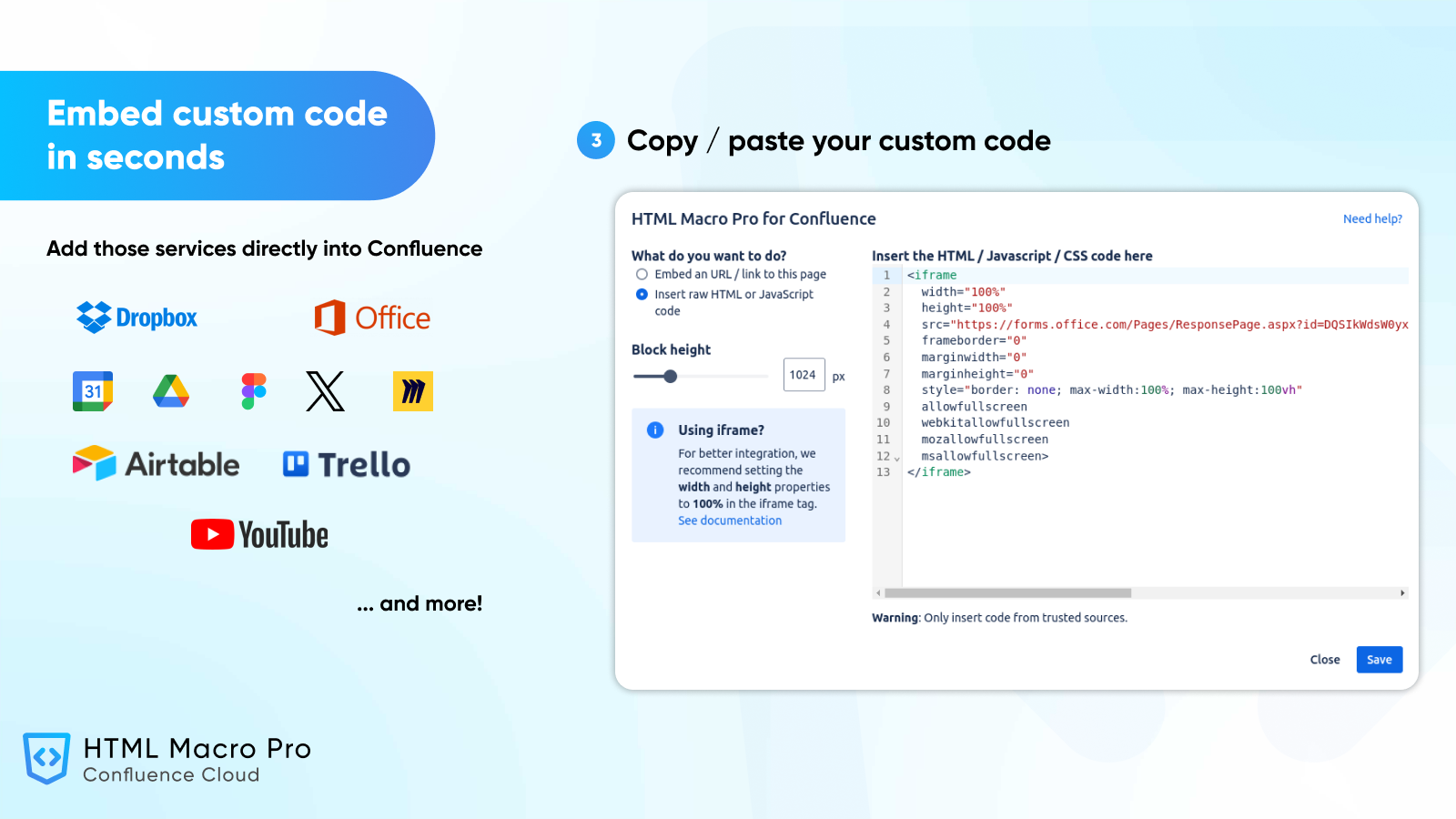 Custom code support