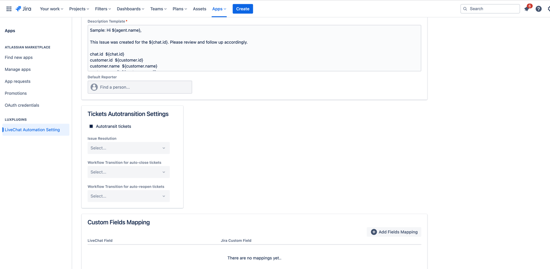 ​You can configure Jira Issues auto-close when LiveChat chats get closed etc. Also you can define dynamic Jira issue summary and description using variables.