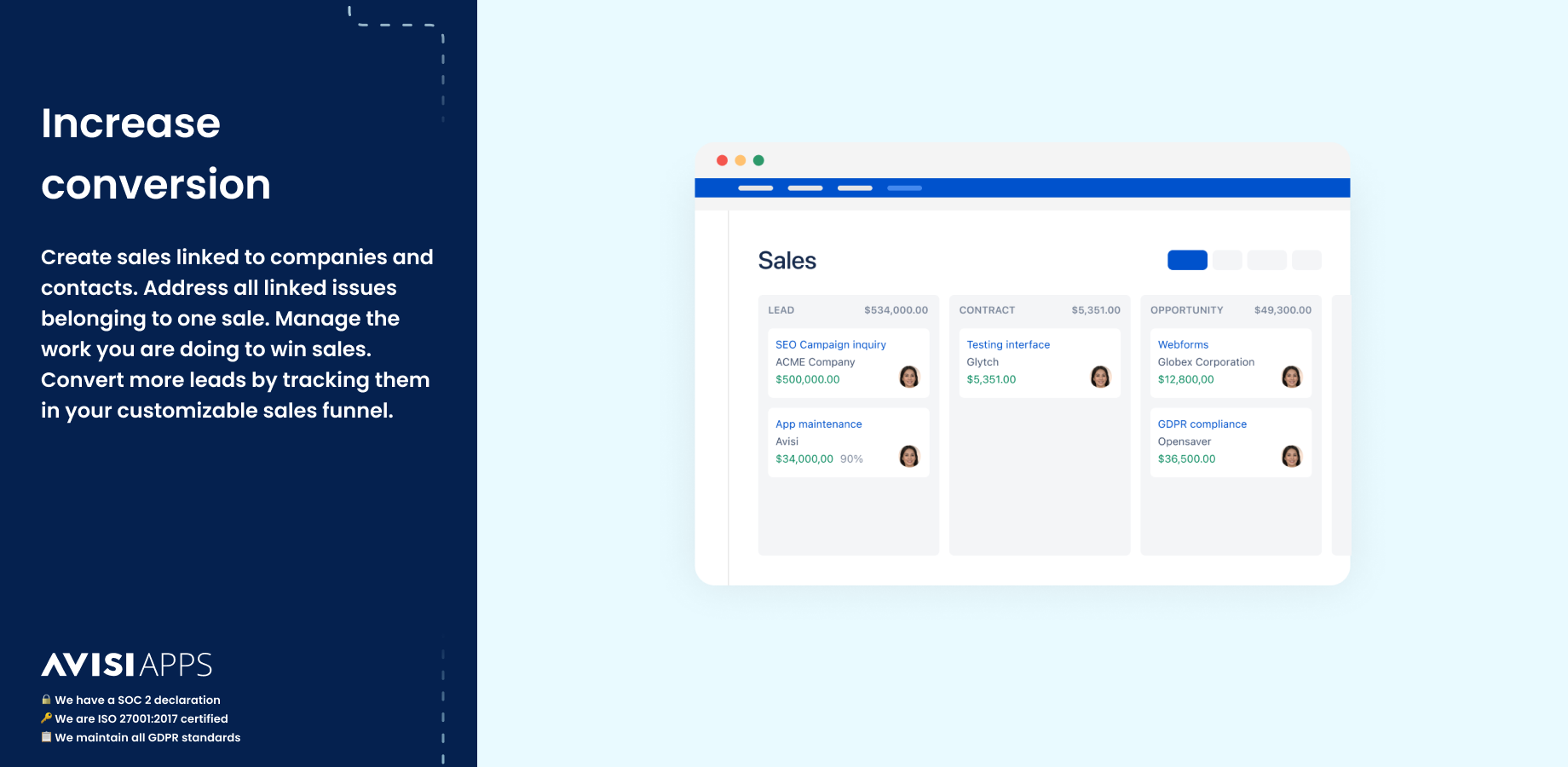 Manage and visualise your sales funnel