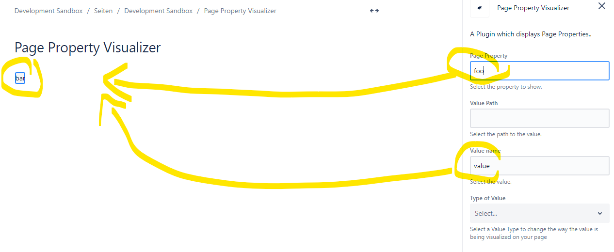 Free configuration to the desired value path