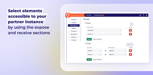 Select elements accessible to your partner instance by using the expose and receive sections