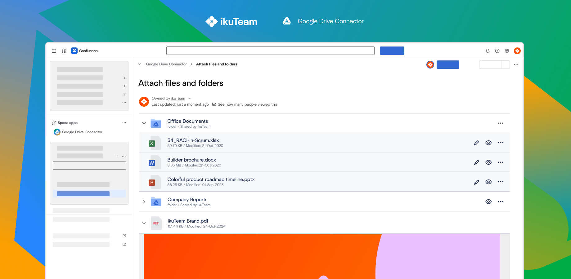 Attach, Upload, download, share files and folders from Drive to Spaces