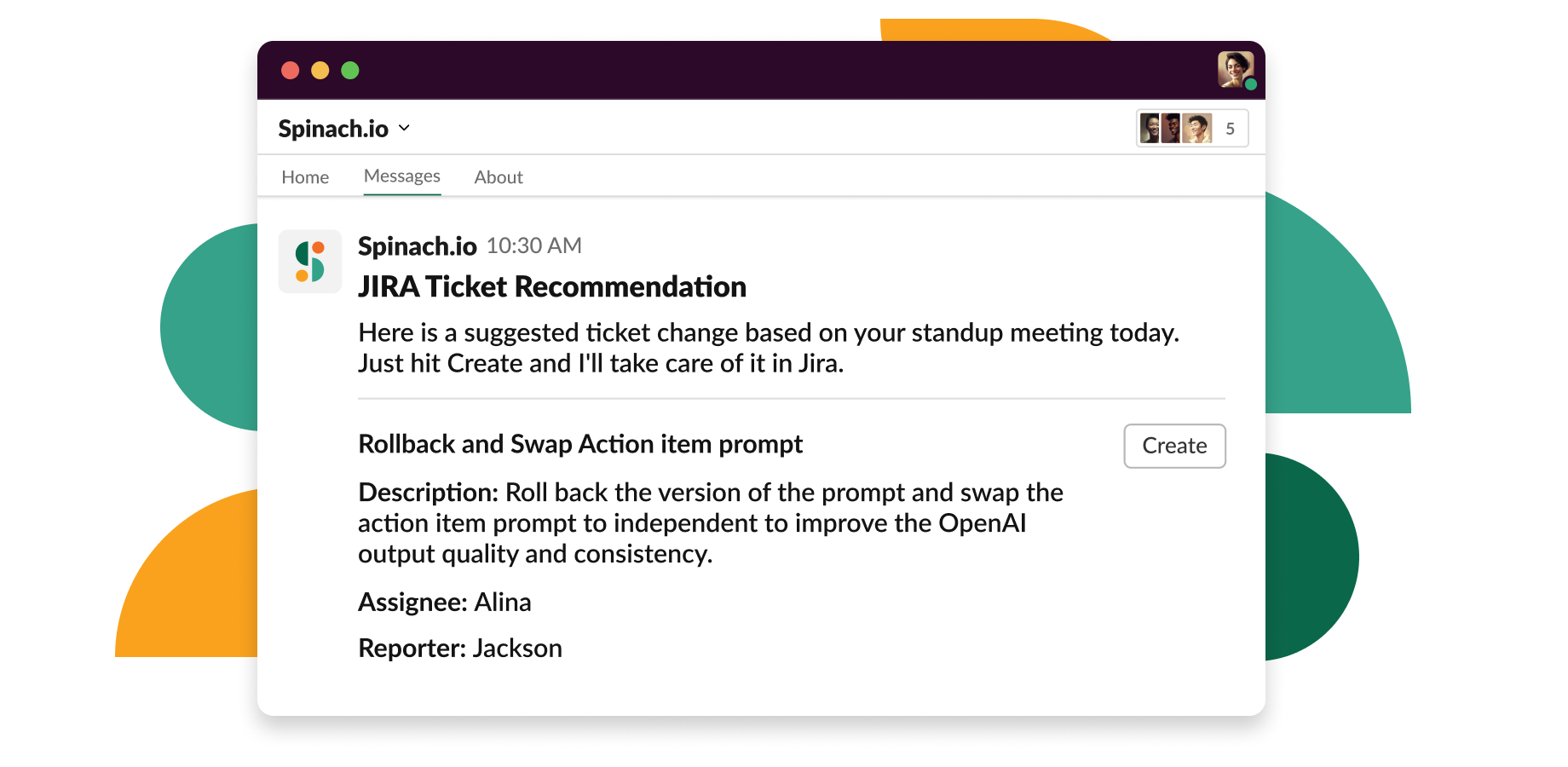 Spinach suggests tickets based on your discussions