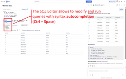 SQL Editor allows re-fine queries