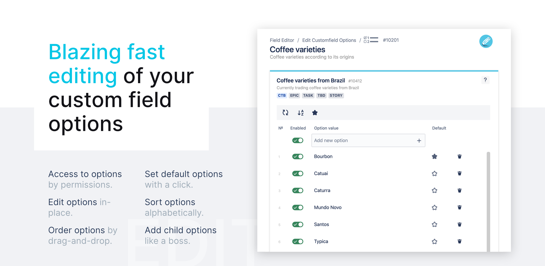 Edit customfield options without jira-administrator privileges with the Field Editor.