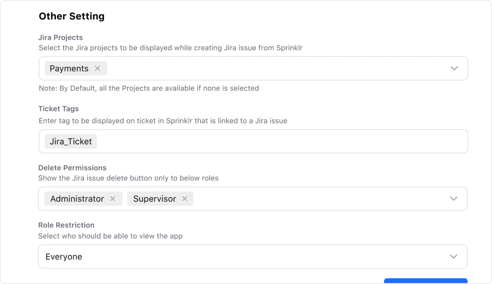 Choose relevant Jira projects
