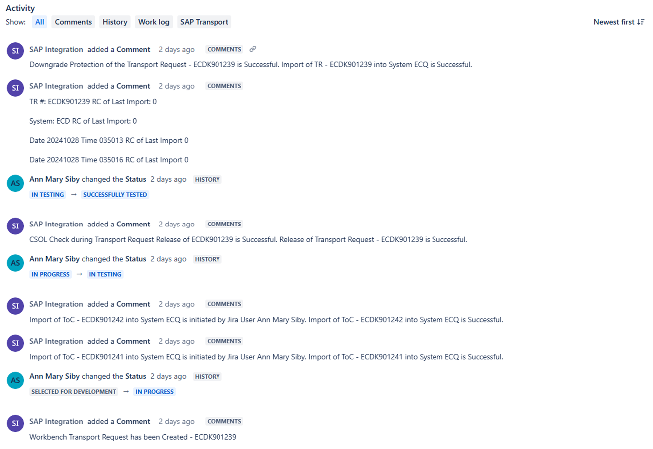 Timestamped and synchronized in both systems