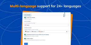 Multi-language support for up to 24 languages and translate with the help of AI