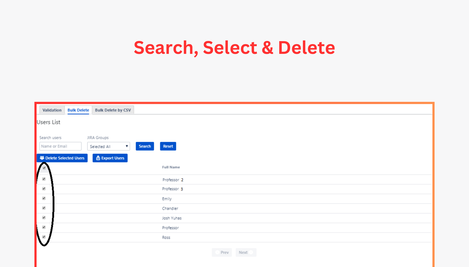Search, Select & Delete