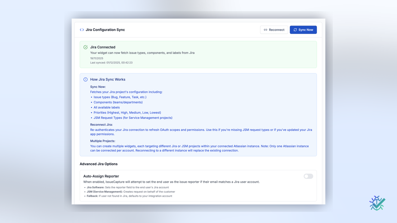 Jira configuration sync with issue metadata and JSM support