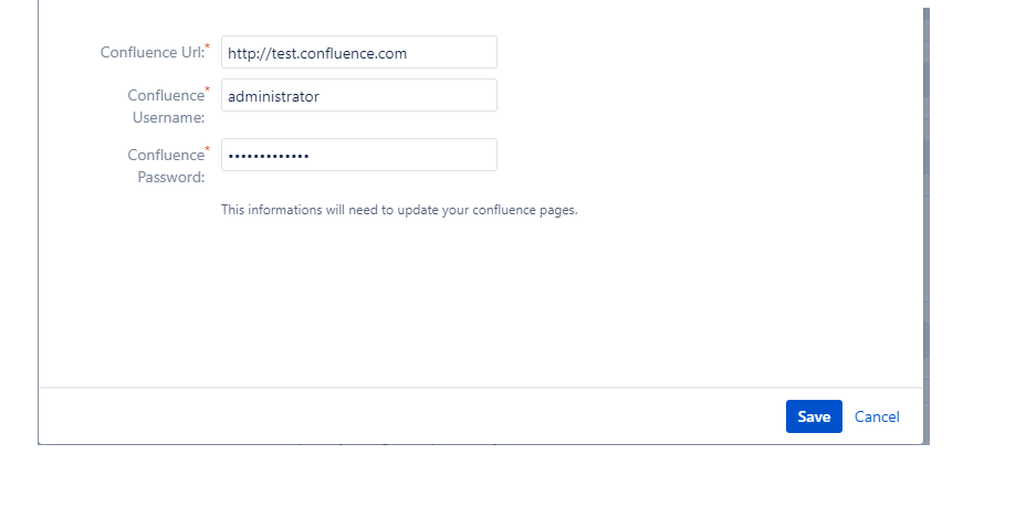 Fill required information of confluence server