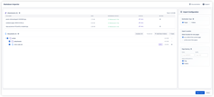 Before importing, review all detected attachments and the full folder structure. The right panel lets you set destination type, import location, and page naming prefix/suffix before clicking Start Import.