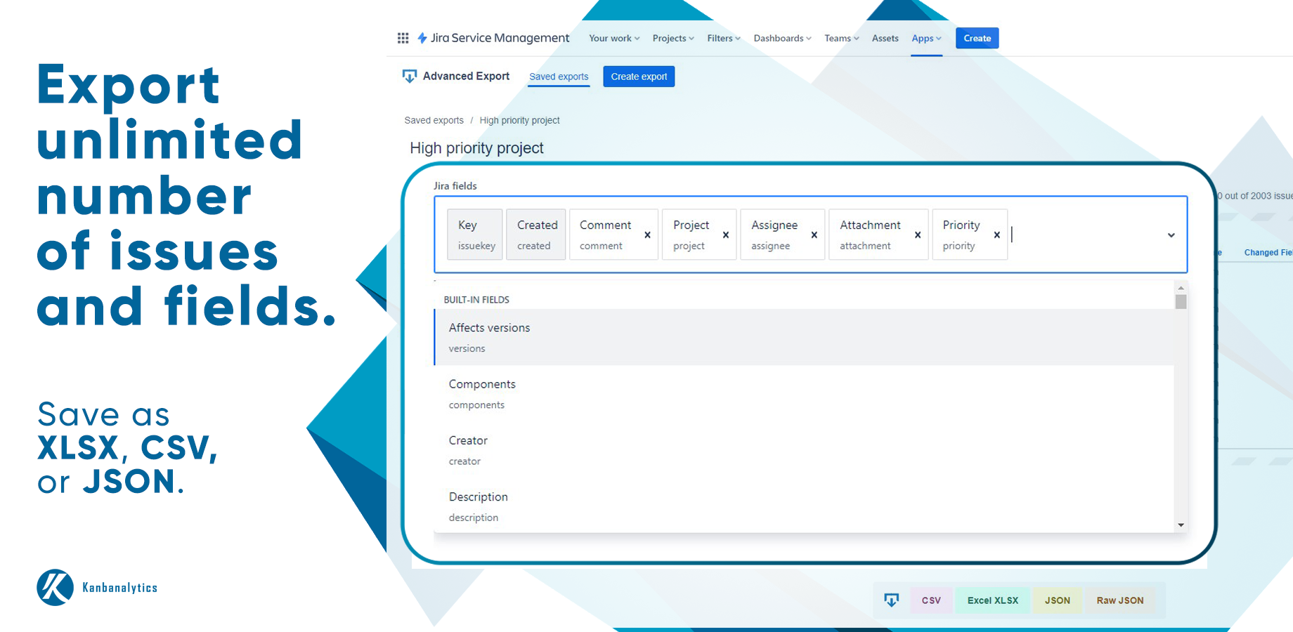 Create export screen
