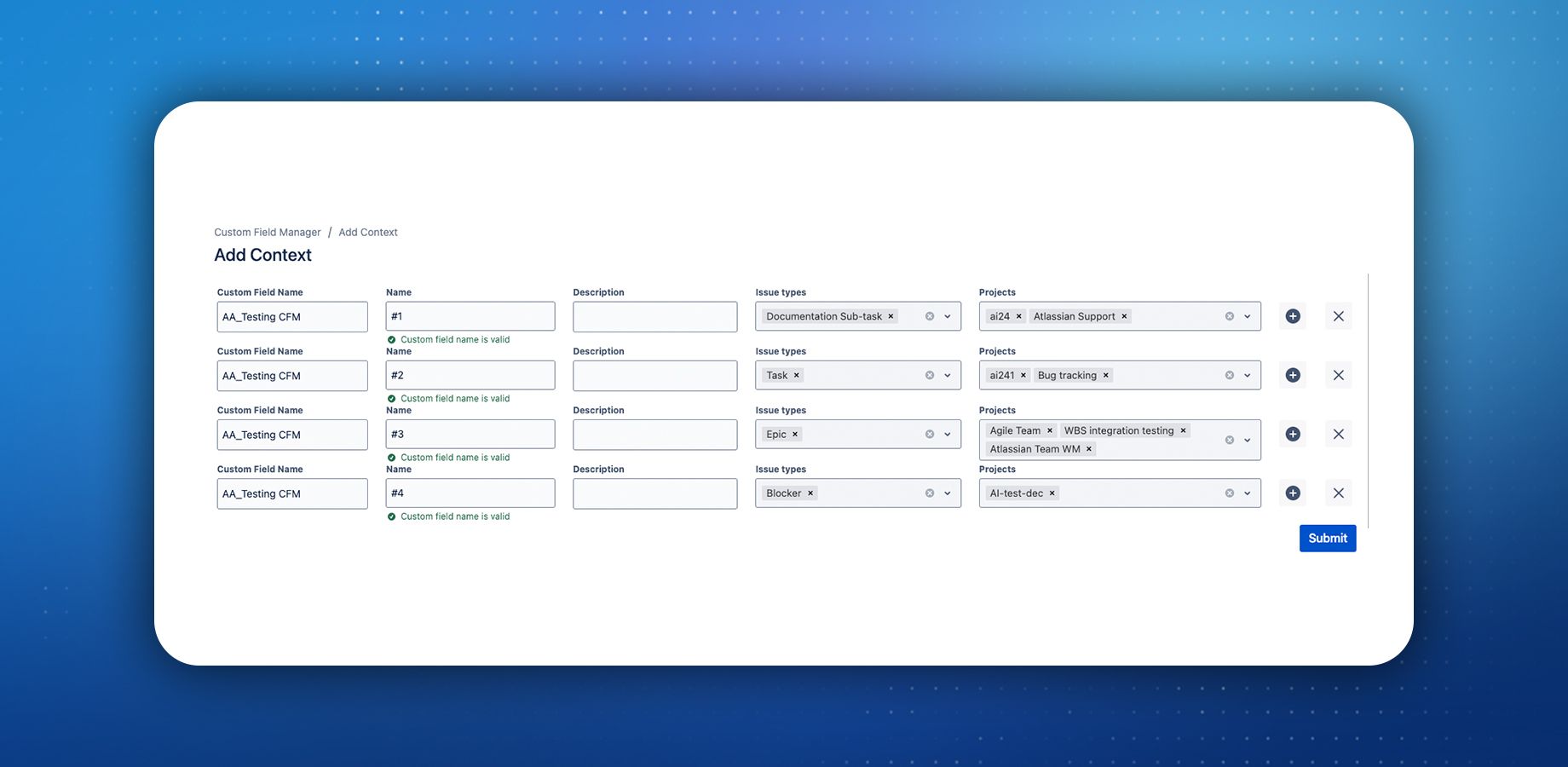 Add Multiple Custom Fields, Contexts & Options